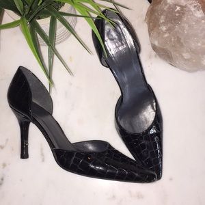 Black Snake Print Heels